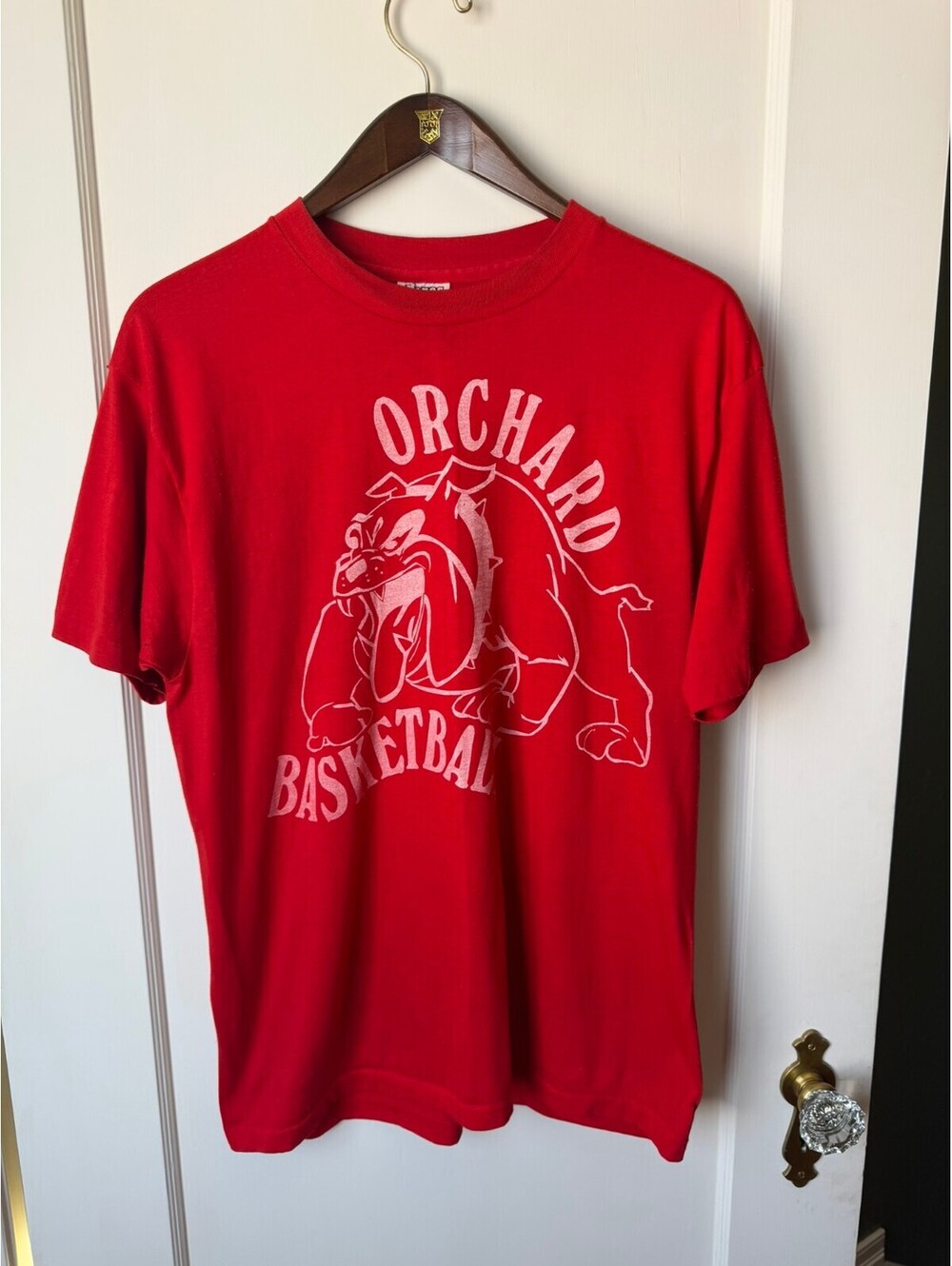 Vintage 80s Orchard Basketball Bulldog T Shirt Hanes USA XL Single Stitch